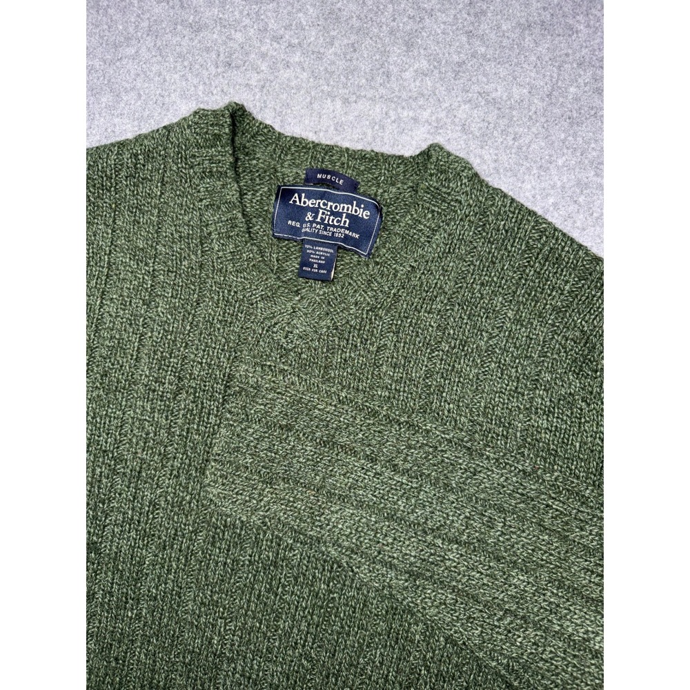 Vintage Abercrombie Fitch Lambswool Muscle Knit Sweater Men XL Heavyweight Green